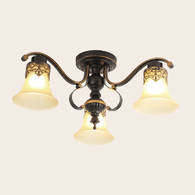 Lámpara de techo de estilo tradicional retro Luz de montaje empotrado de vidrio blanco para dormitorio
