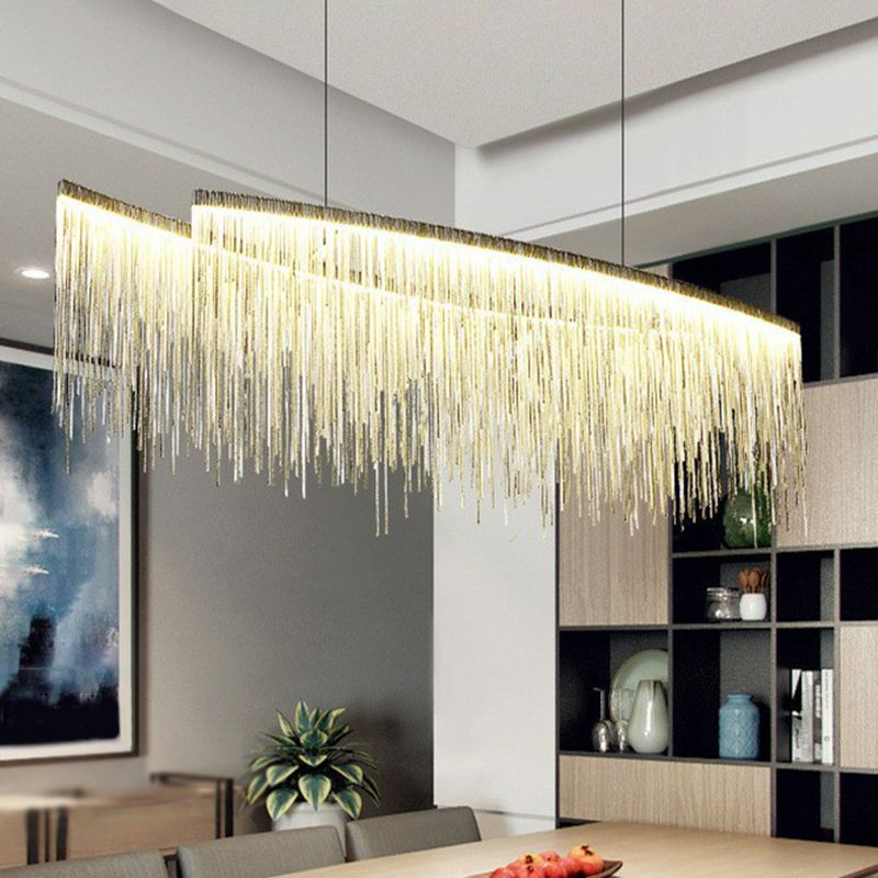 Aluminium kwast LED kroonluchter postmoderne stijl ophanglicht over eettafel