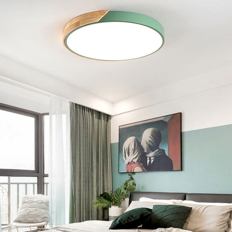 Plafonnier LED Style Macron avec cadre en métal et bois, plafonnier encastré pour salon