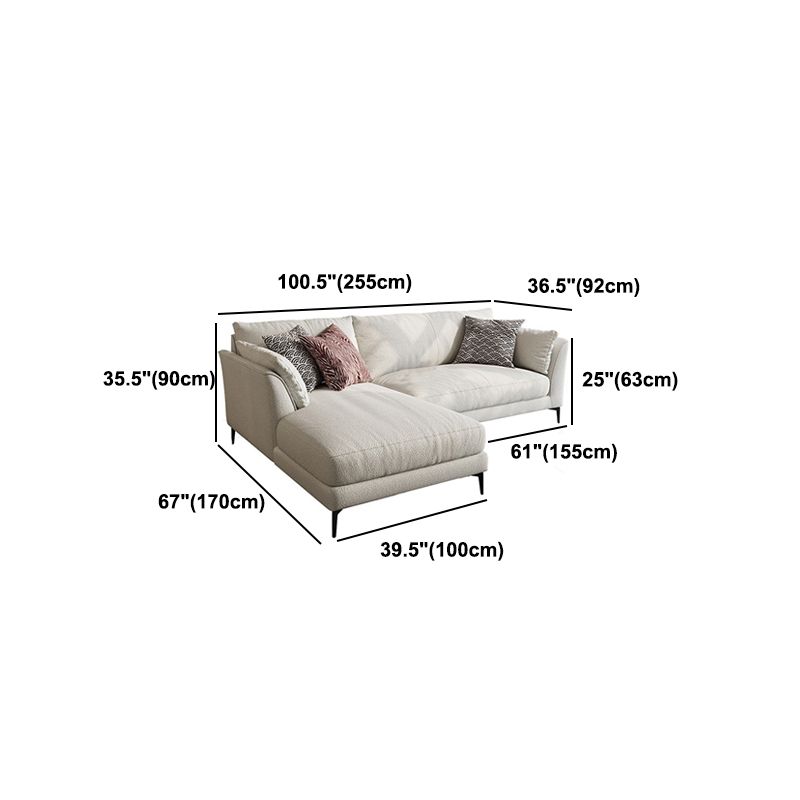 Scandinavian Linen Cushion Back Sectional Cream Slipcovered for Living Room Sofa