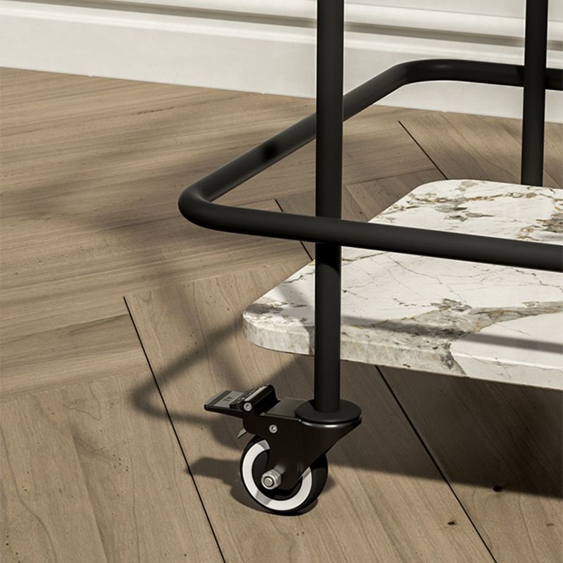 Contemporary Glass & Stone End Table 25.59" W Side Table with Casters