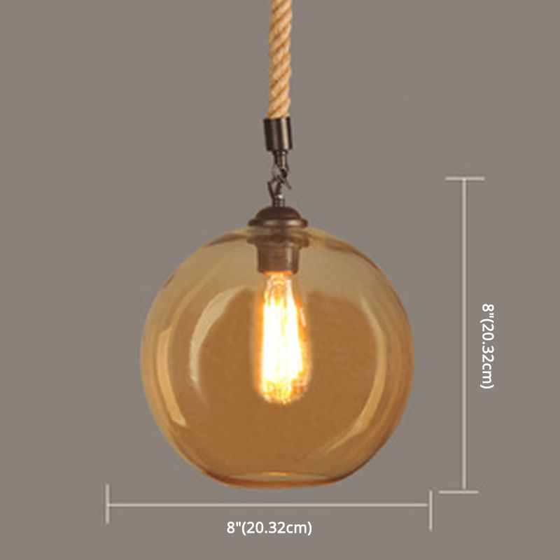 Bernsteinglas Globe Schatten Anhänger Leichtes Vintage Industrial Mini Hanging Lampe mit 39 Zoll verstellbarem Hängelseil