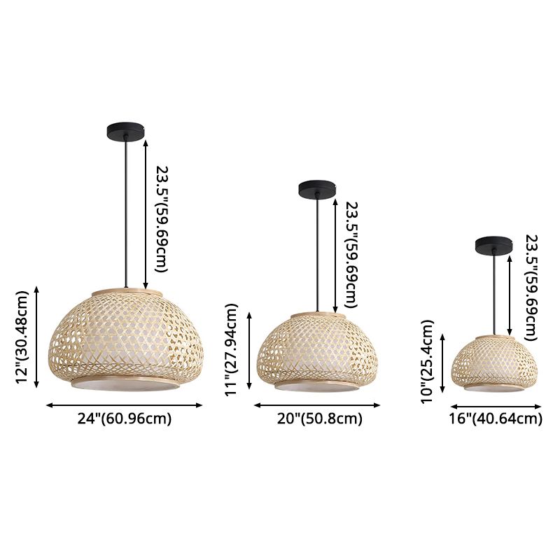 Globe Anhänger Hängende Lampe mit Rattan Shade Asia Style 1 leichte Hängedecke Laterne in Beige