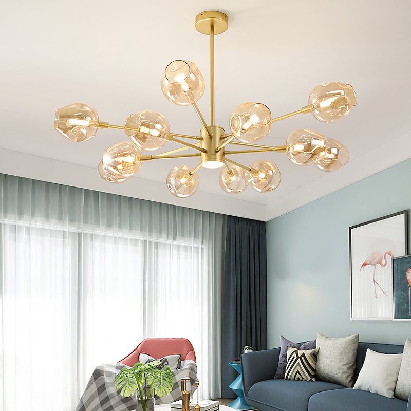 Goud moderne stijl kroonluchter licht sputnik ontwerpglas hanglampje voor slaapkamer