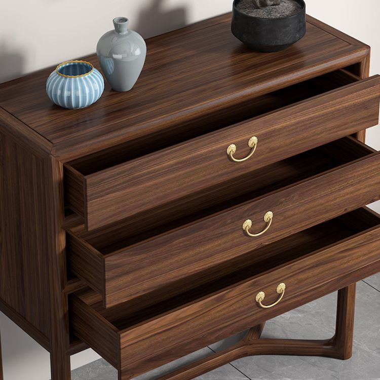 Dark Brown 3 Drawers Chest 14.97" Wide Solid Wood Accent Chest