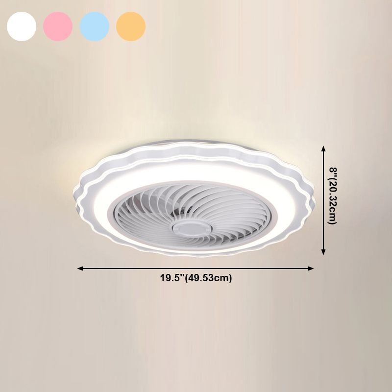 Children's Bedroom Fan Lamp Minimalist LED Semi Flush Mount Ceiling Light