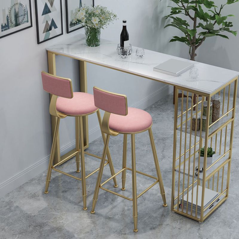 Glam Backrest Bar Stool Gold Metal Dining Stool with Cushion