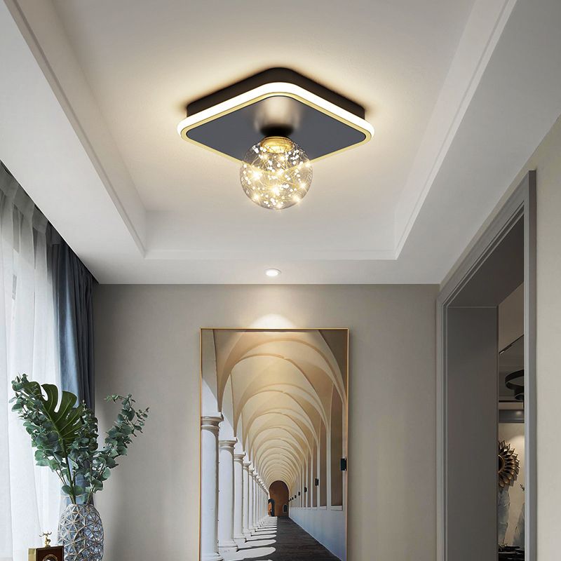 Lámpara empotrada de esfera contemporánea, lámpara de techo empotrada de metal con 2 luces, en negro