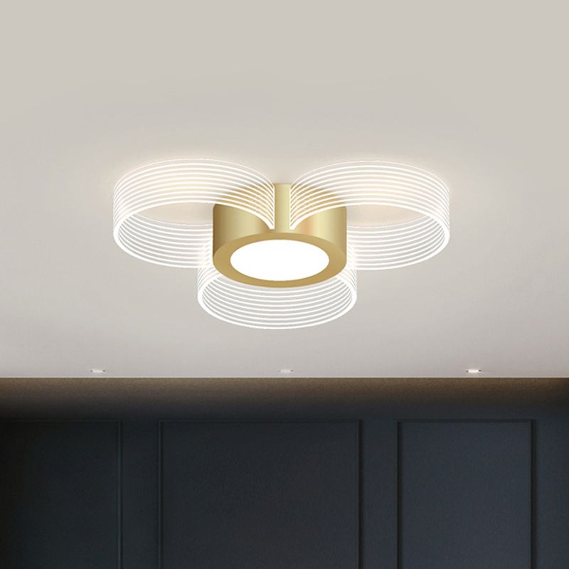 Modern Circle Massimale Light Acrilico 3/4/5 Bulbi Disegno Camera Flush Montaggio Illuminazione in Gold