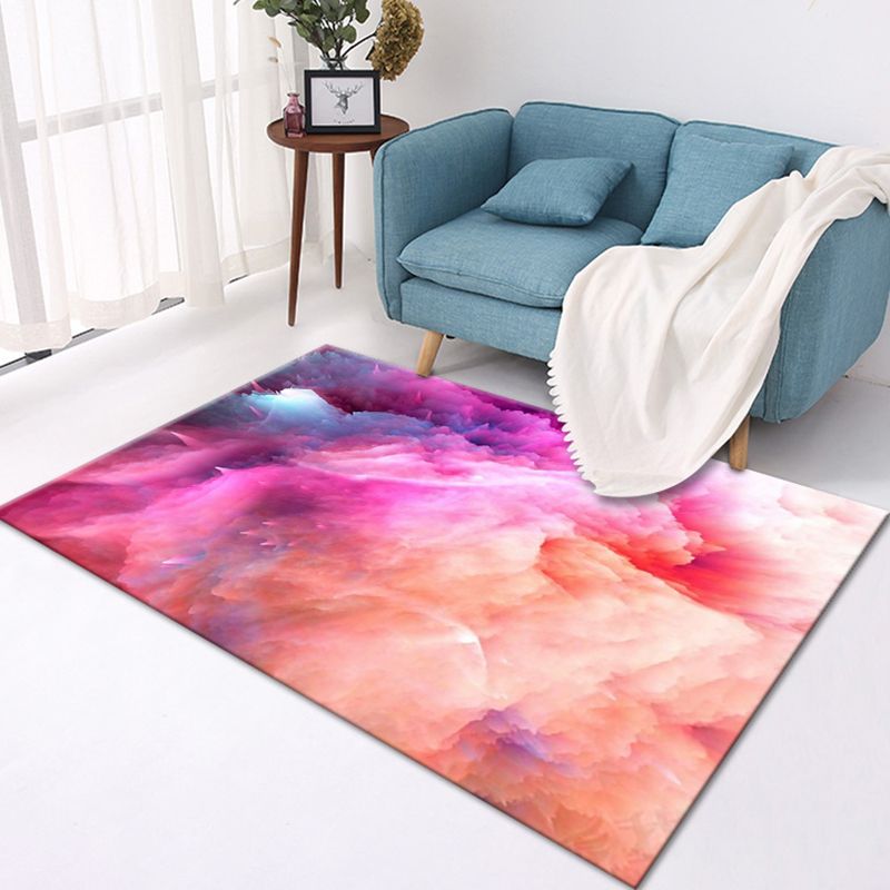Color Mixed Creative Area Carpet Polyester Smoky Cloud Print Indoor Rug Anti-Slip Backing Carpet for Living Room