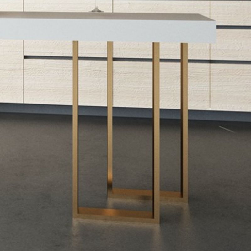 Glam Style Bar Table Rectangle Faux Marble Bar Dining Table with Double Pedestal