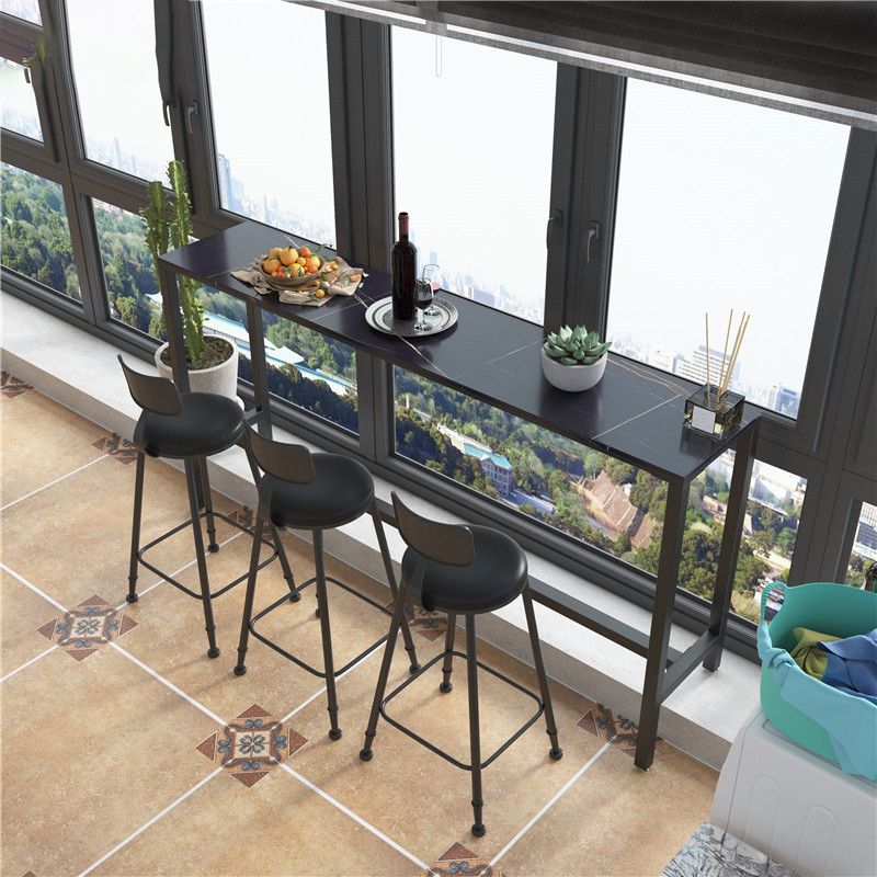 Modern Marble Bar Table with Rectangle Table Top Black Trestle Table - 42" H, Only Table