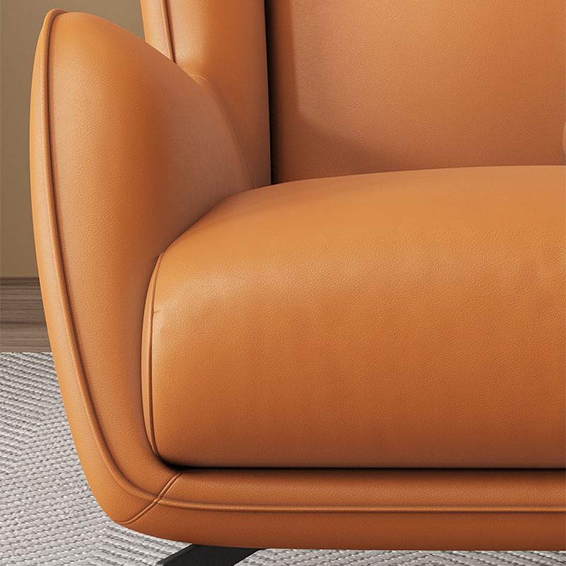 Mid-Century Modern Wingback Chair Orange Bonded Leather Wingback Chair