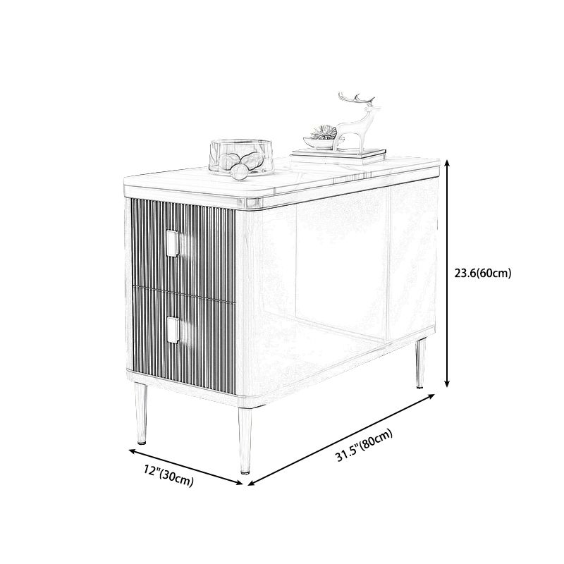 Gorgeous Wood Four-Leg Side Table with Two Drawers for Living Room