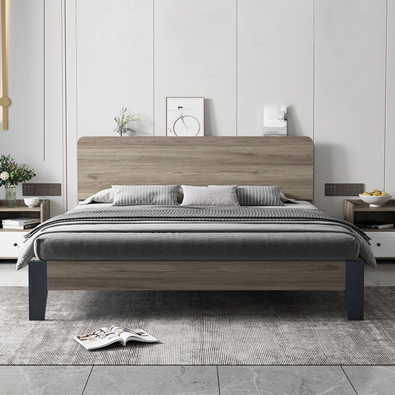 Modern Solid Wood Headboard Standard Bed Mattress Included Bed Frame with Custom Legs