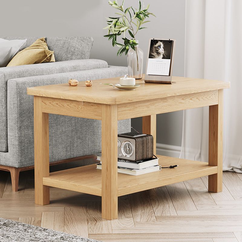 Modern 4 Legs Corner Table Solid Wood Sofa Side End Table with Storage