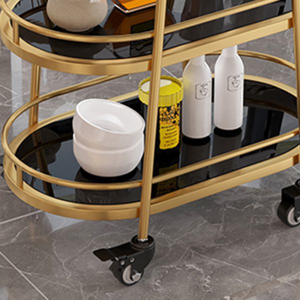 33.46" High Contemporary Style Oval Prep Table Rolling Metal Prep Table for Kitchen