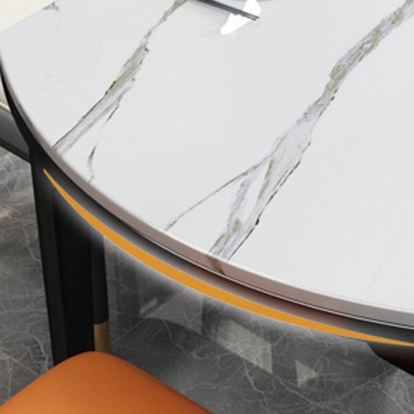 Extendable Sintered Stone Round Table Modern Dining Table with Wooden 4 Legs
