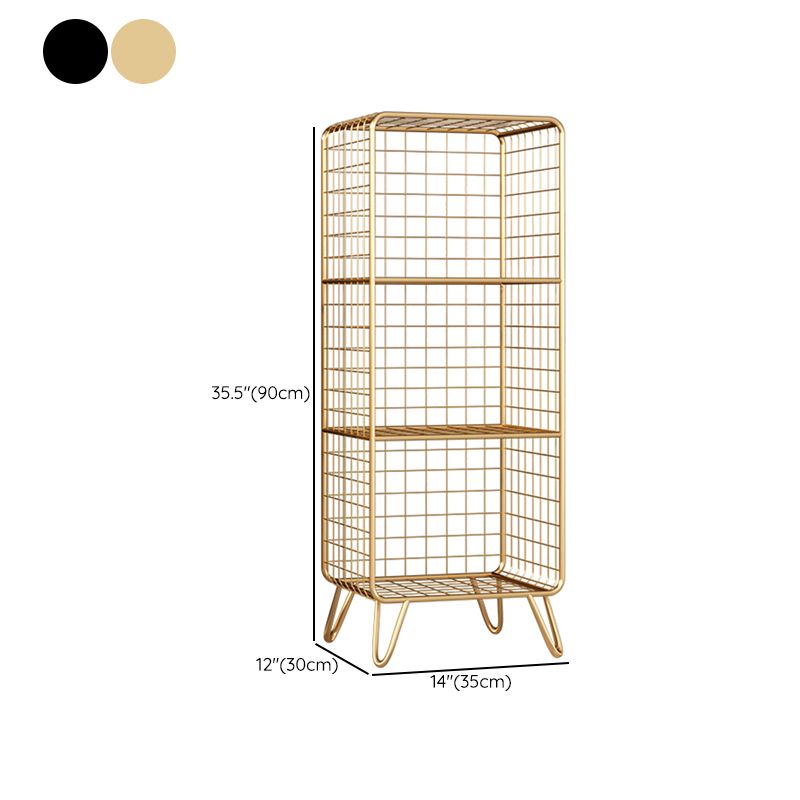 11.81" W Glam Antique Finish Shelf Bookcase Metal Book Shelf with Rectangular Shelves