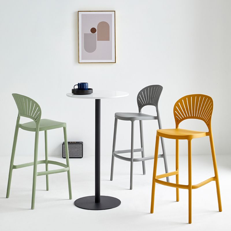 Stack-able Modern Footrest Bar Stool Low Back Plastic Rectangular Counter Stool