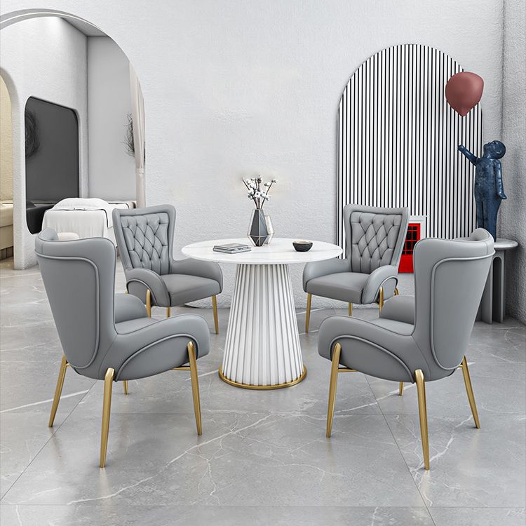 Glam Sintered Stone Dining Table Round Dinner Room Kitchen Table with Pedestal Base