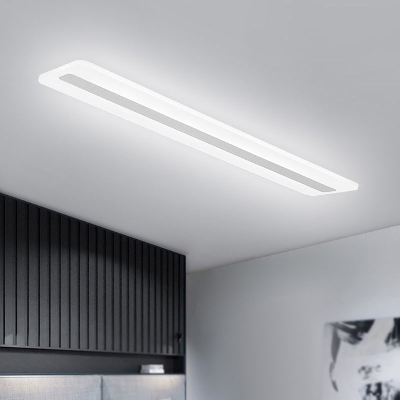 Plafonnier encastré linéaire en métal, plafonnier moderne à 1 lumière, blanc