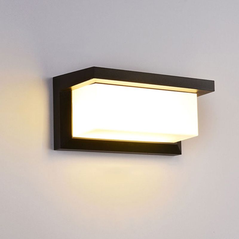 Modern Simple Style Retanglar Shade Wall Sconce Metal 1 Light Sconces in Black Finish