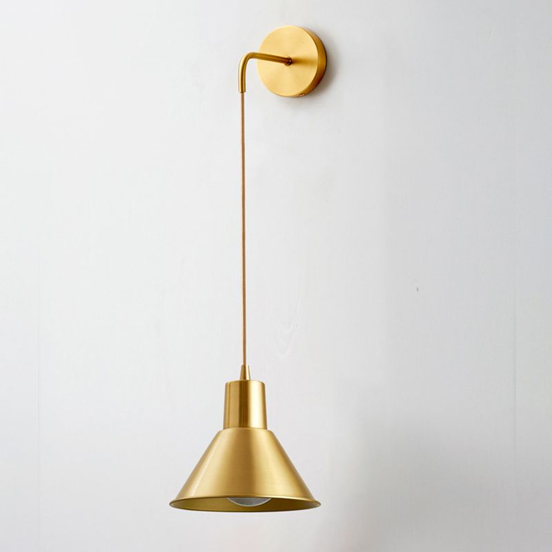 Cone Shape Metal Wall Light Modern Style 1 Light Wall Light Sconce in Brass