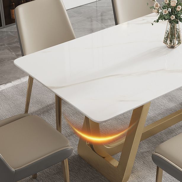 Mesa de comedor de acero inoxidable rectangular mesa de comedor de estilo de lujo para el hogar