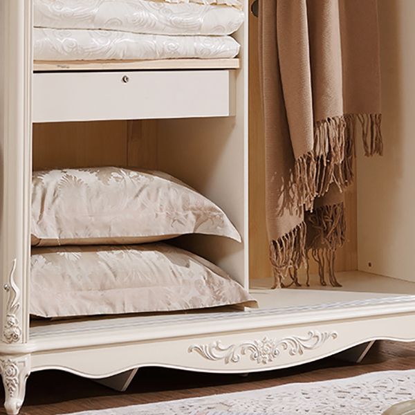 Modern Style White Wardrobe Cabinet Wood Clothes Rail Wardrobe Armoire