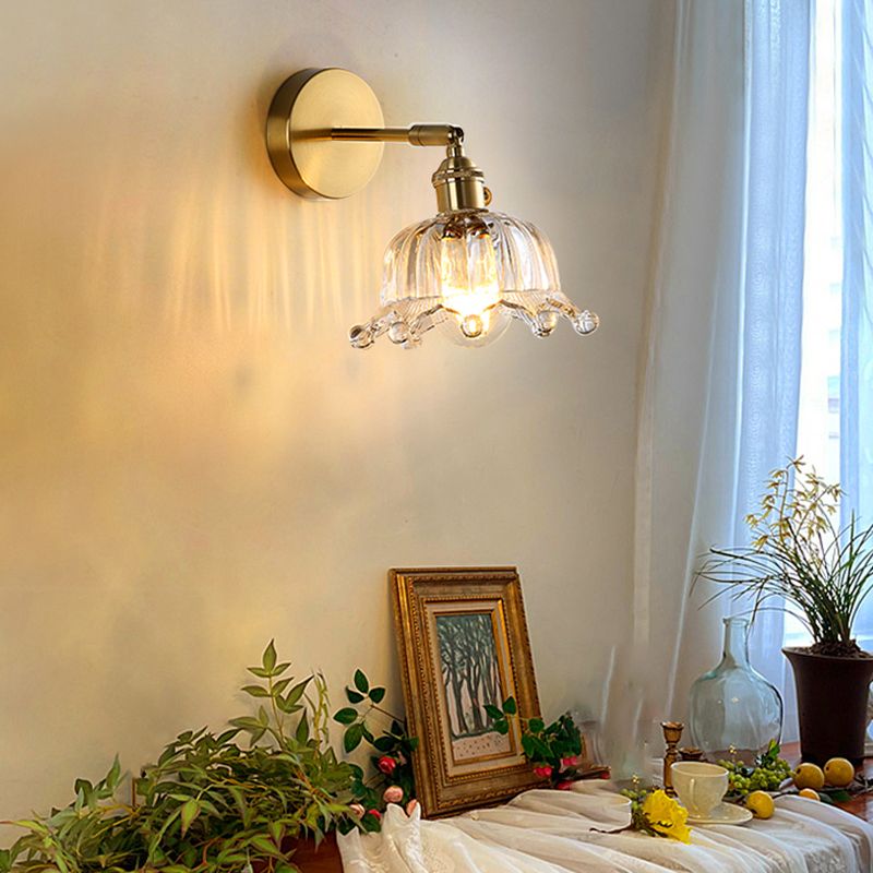 Nordic Modern Wall Light Glass Wall Sconce Light in Brass for Living Room