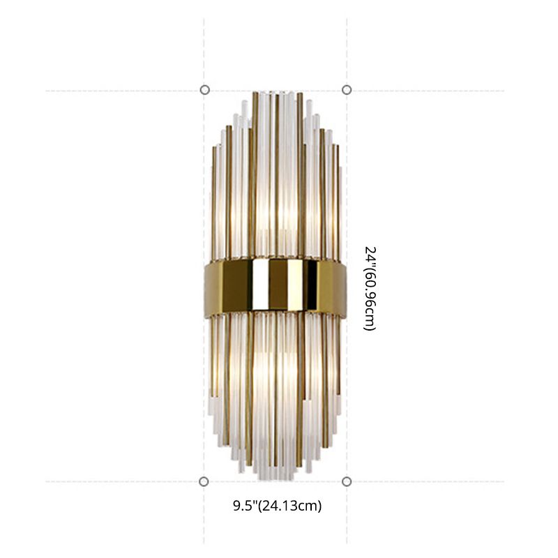 Sconce da muro scintillanti a 2 luci in moderna lampada a parete di rame in stile lusso con tonalità di cristallo