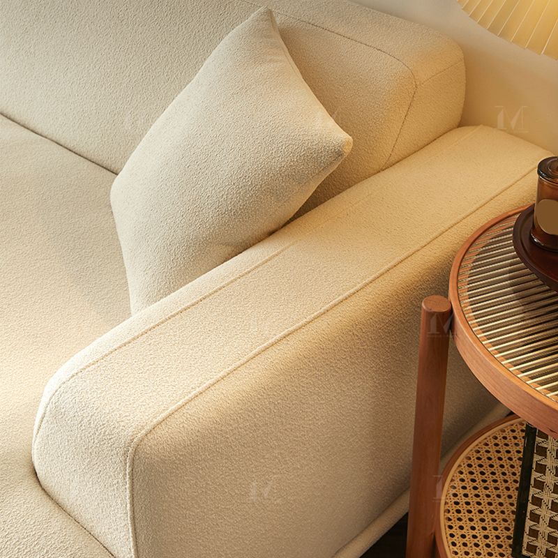 Modern White Upholstery with Built-in Armrest and Cushioned Suede Back