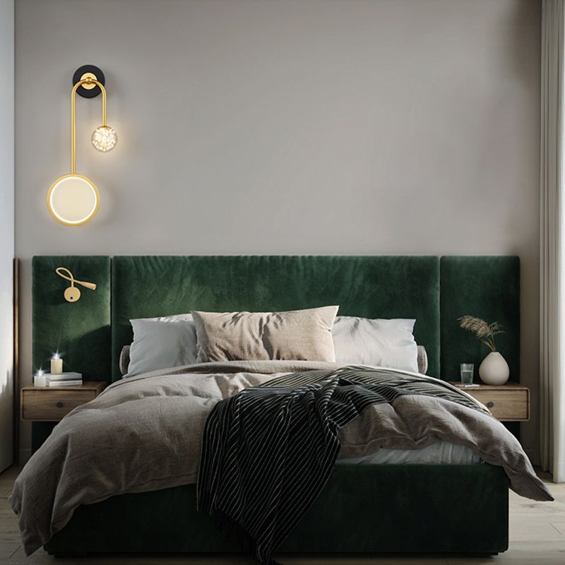 Modern Simple Style Round Disc Shade Wall Sconce Metal 2 Lights Sconces in Gold Finish