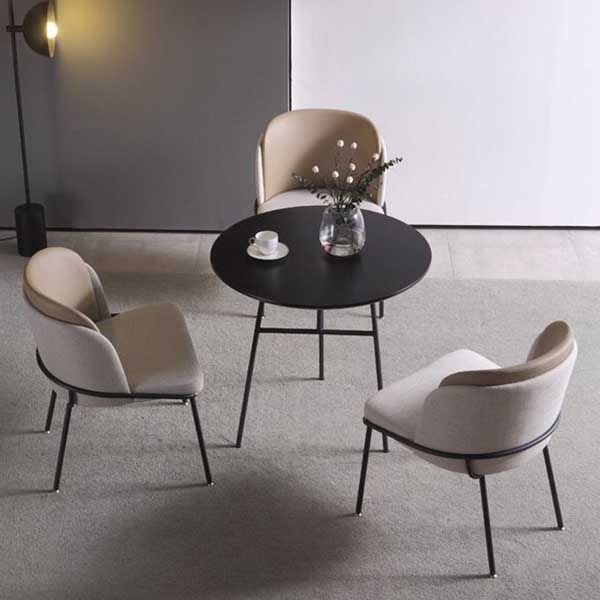 Chaises de salle à manger de salle à manger de chaise latérale de toile de style industriel avec les jambes en métal