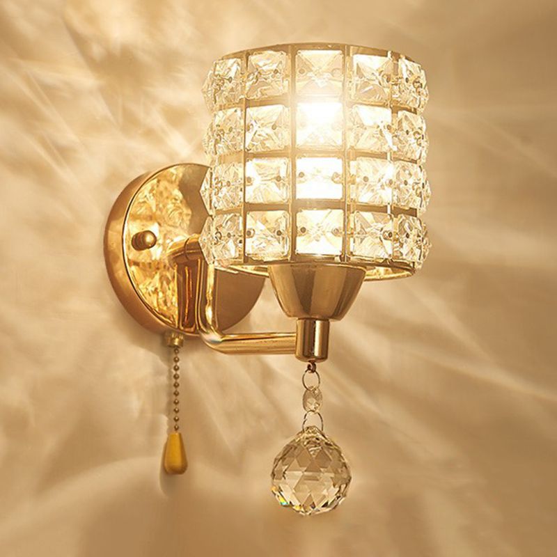 Lampada da parete interna di lusso moderno in metallo in metallo lampada parete con tonalità cristallina