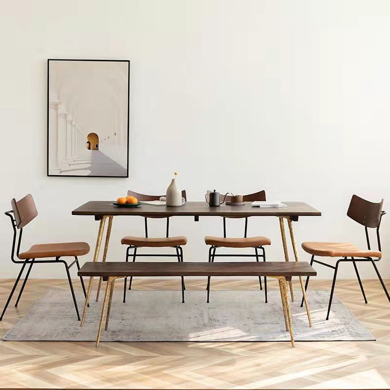Industrial Dining Set 1/5/6/7 Pcs Solid Wood Dining Table and Armless Chairs