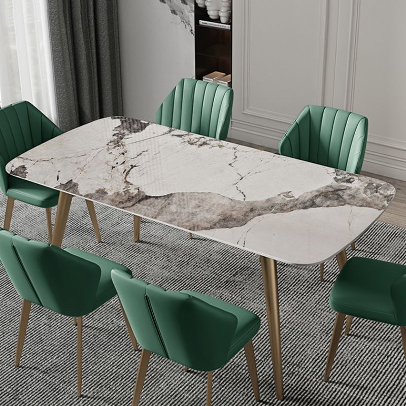 Glam Dining Table Set 1/3/4/5/7 Pcs Rectangle Sintered Stone Dining Table with Chairs