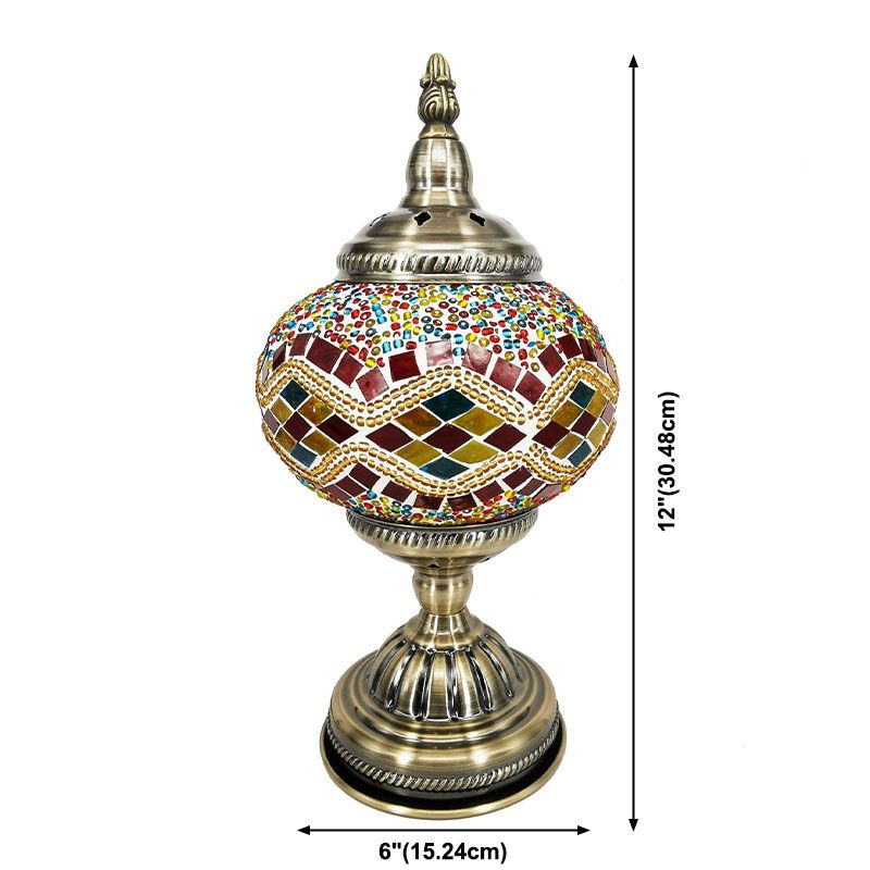 Turkish Mosaic Desk Light Retro Style Glass Lamp Shade Table Lamp Fixture