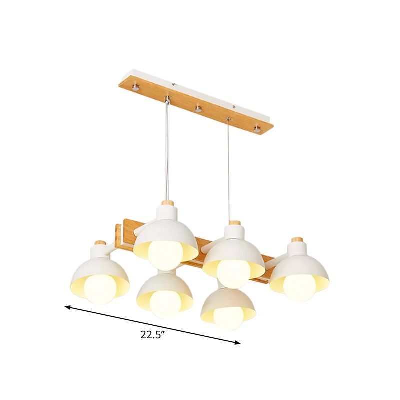 4/6 luces de tono de domo lineal lámpara lineal isla de metal nórdica iluminación en blanco