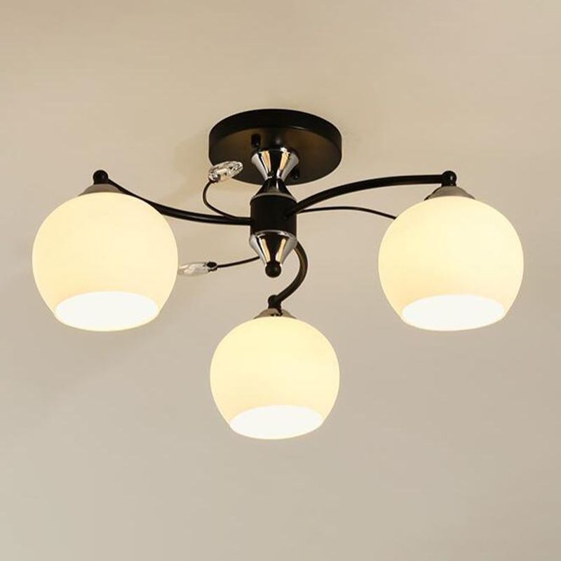 Lámpara de montaje de semi raspadilla de sala de estar de estilo moderno de techo de techo de techo de tono de cúpula