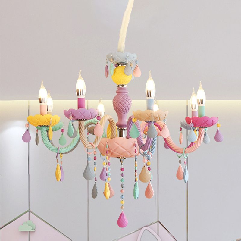 Moderne macaron kaarsenkroonluchter hanger licht metaalhangende hanglampen voor restaurant