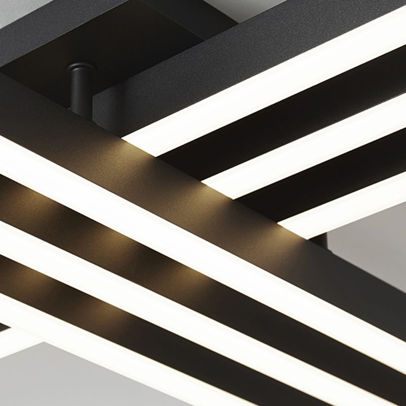 Luz de techo LED negra acrílica en soporte empotrado lineal de aluminio de estilo conciso moderno para dormitorio