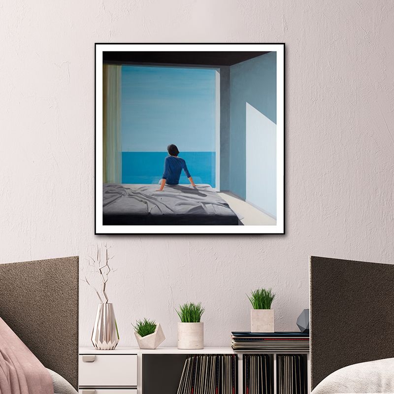 Sea and Loneliness Painting Art Print Textured Modernist Bedroom Wall Decoration