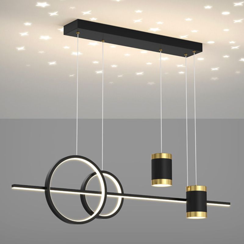 Contemporary Style Linear Island Lighting Ideas Metal 5- Light Island Pendant Lights