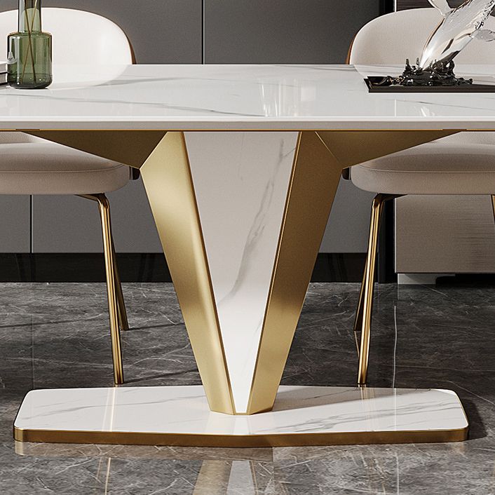 Luxurious Sintered Stone Dining Set Rectangle 1/4/5/7 Pieces Dinette Table Set in White