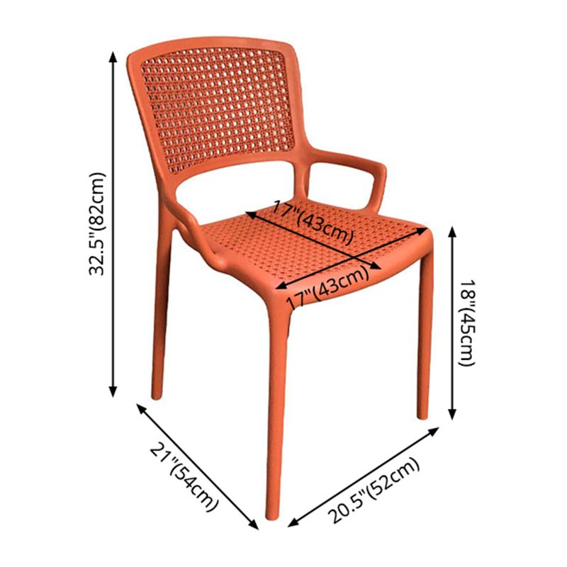 Contemporary Home Arm Chair Stackable Open Back Plastic Dining Room Chair
