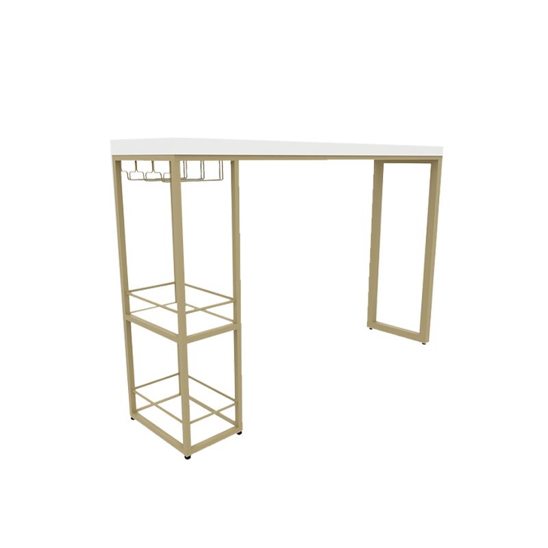 Glam Style Rectangle Bar Table Storable Base for Living Room