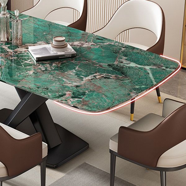 Stone and Metal Dining Room Table Modern Rectangle Dining Site Table