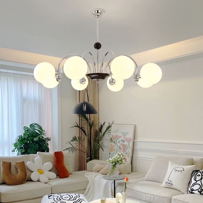 Lampadario a forma di globo lampadina multipulla nordica con vetro per camera da letto